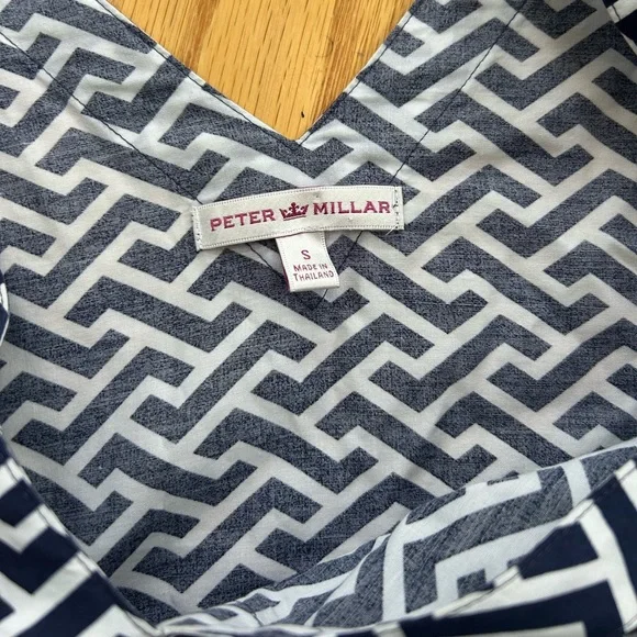 Peter Millar Blue White Geometric Drawstring Beach Dress Cover Up Size Small - Picture 8 of 8